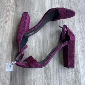 Brash High Heel Shoes‎ Women 6.5 Purple Sparkle Cuban Party Strappy Sandals